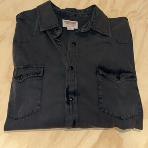 MASSIMO Rétro Men’s Workshirt, Snap Button, Dark Gray, XL